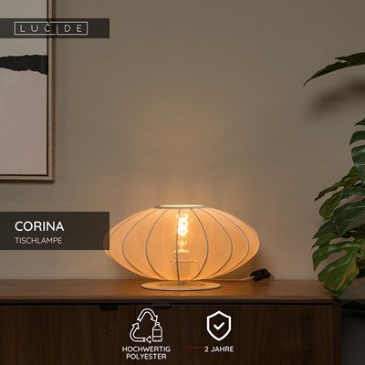 Lucide CORINA - Tischlampe - Ø 40 cm - 1xE27 - Beige